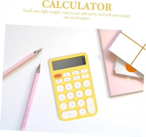 Valkyrie Junno Sevimli Yuvarlak Tuşlu 12 Basamaklı Masaüstü Hesap Makinesi Sarı - 9