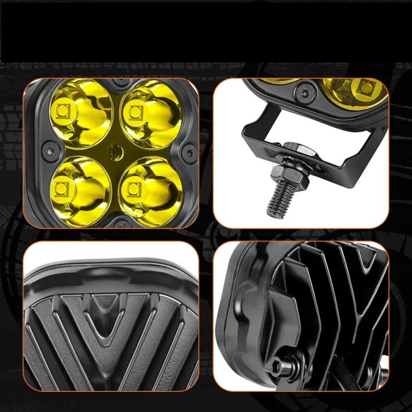 Off Road Ve Arazi Aracı 3 inç Amber Sarı Renk Çalışma Ve Sis Lambası Motosiklet - 3