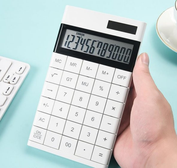 Valkyrie 12 Basamaklı Güneş Enerjili Masaüstü Hesap Makinesi Slim Tasarım Pembe - 8