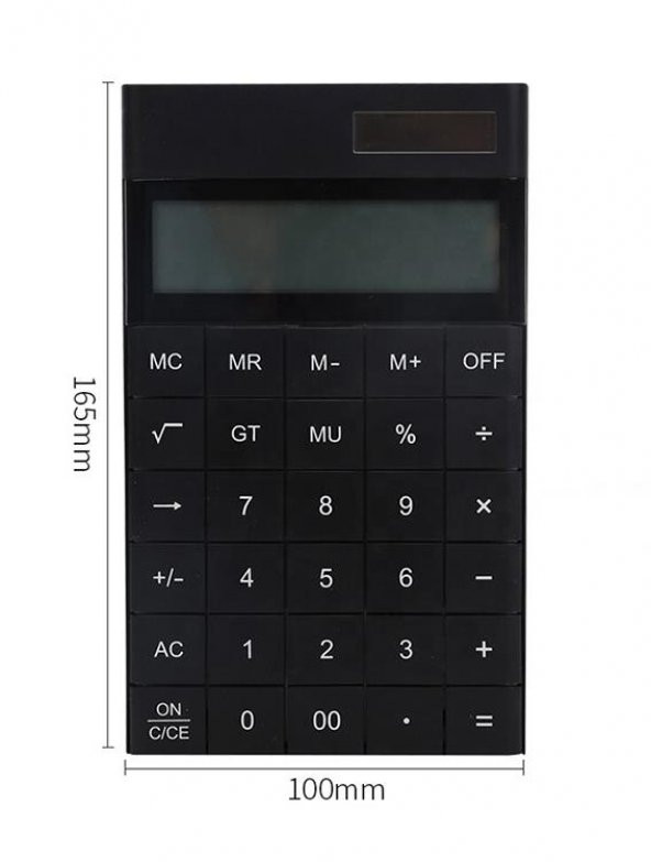 Valkyrie 12 Basamaklı Güneş Enerjili Masaüstü Hesap Makinesi Slim Tasarım Siyah - 2