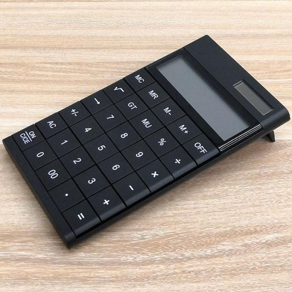 Valkyrie 12 Basamaklı Güneş Enerjili Masaüstü Hesap Makinesi Slim Tasarım Siyah - 8