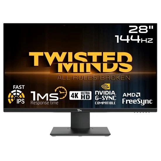 TWISTED MINDS 28 TM28EUI UHD 4K 144Hz 1MS HDMI DP GSYNC PSXBOX RGB IPS GAMİNG MONİTÖR