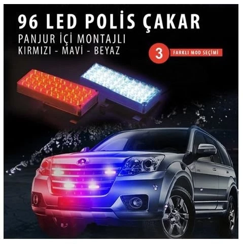Space Çakar 96 Ledli Sefaf Cam Kırmızı-Mavi - Resim 3