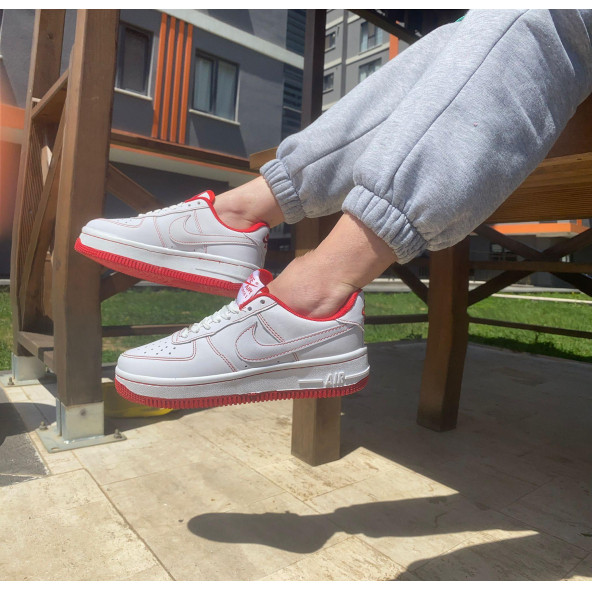 Nike Air Force 1 '07 Contrast Stitch - White University Red Unisex Sneakers - 2