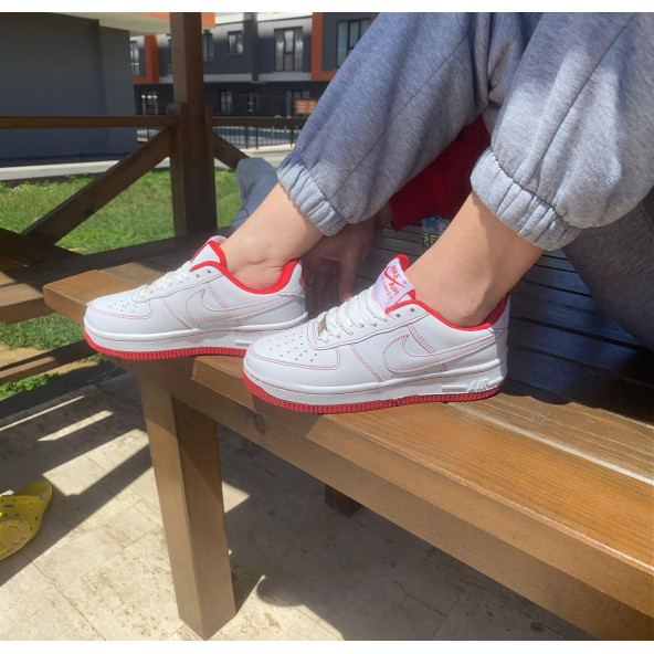 Nike Air Force 1 '07 Contrast Stitch - White University Red Unisex Sneakers - 3