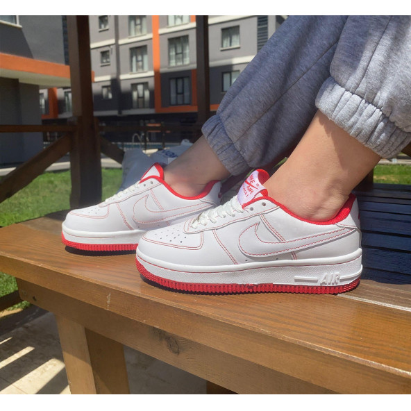 Nike Air Force 1 '07 Contrast Stitch - White University Red Unisex Sneakers - 4