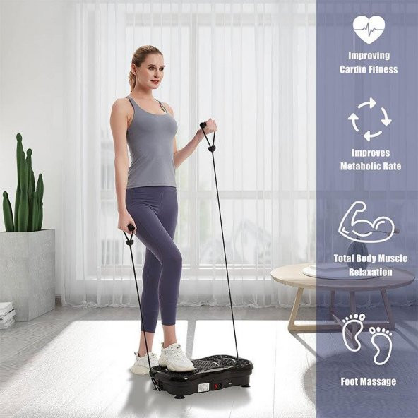 Valkyrie M570 Titreşimli Masaj ve Spor Aleti Vibrating Plate - 2x Direnç Lastiği - Bluetooth USB Bağlantı Speaker - Kumandalı - 3