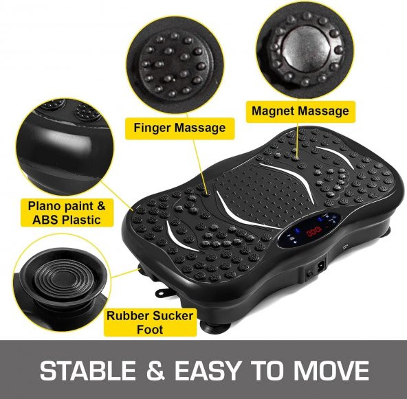 Valkyrie M570 Titreşimli Masaj ve Spor Aleti Vibrating Plate - 2x Direnç Lastiği - Bluetooth USB Bağlantı Speaker - Kumandalı - 7