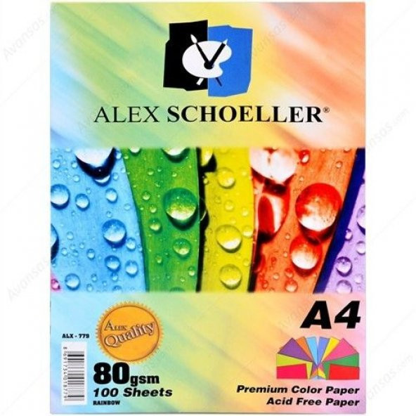 Alex Schoeller A4 Renkli Fotokopi Kağıdı 10 Renk - 100 Adet ALX-779