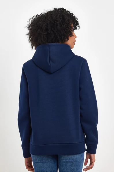 Kadın Kapşonlu Rahat Kalıp İçi Polarlı 3 iplik  Amerikan Baskılı Swetashırt spr24swk01 - Resim 9