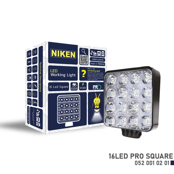 NİKEN Çalışma lambası ledli kare 22-27w 16 ledli niken