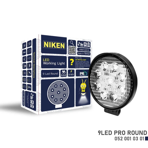 NİKEN Çalışma lambası ledli yuvarlak 22-27w 9 ledli niken