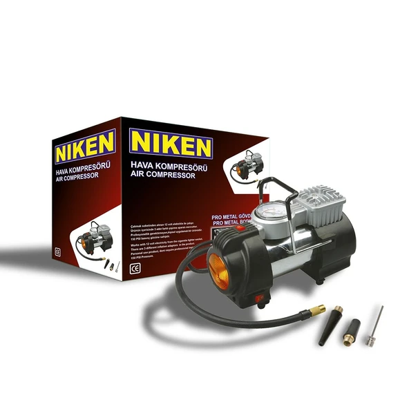 NİKEN Araç lastik hava kompresörü metal 12v 150psi ışıklı NİKEN