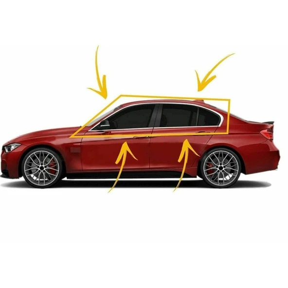 AUTOGP Bmw f30 cam çerçevesi kenar çıtası krom tamtur 8 parça