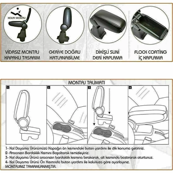 NİKEN Renault clio 5 kol dayama kolçak vidasız orta konsol niken - 4