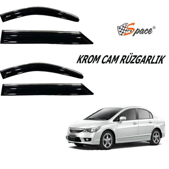Space Honda civic uyumlu  Krom cam rüzgarlığı  2016-2021 CARU411