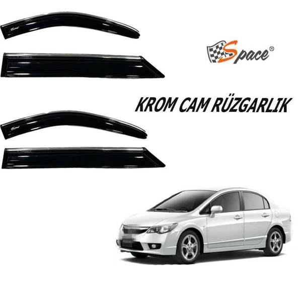 Space Honda civic uyumlu  Krom cam rüzgarlığı  2016-2021 CARU411 - 2