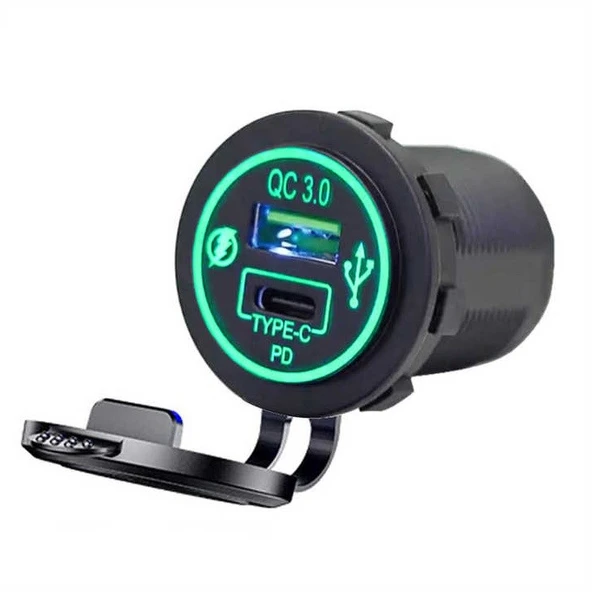 Concord CH-34 Çift USB Girişli Motosiklet için PD QC3.0 USB Şarj