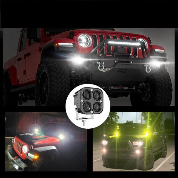Off Road 3 inç Beyaz ışık Kare Spot Çalışma Ve Sis Lambası 1 ADET - 3