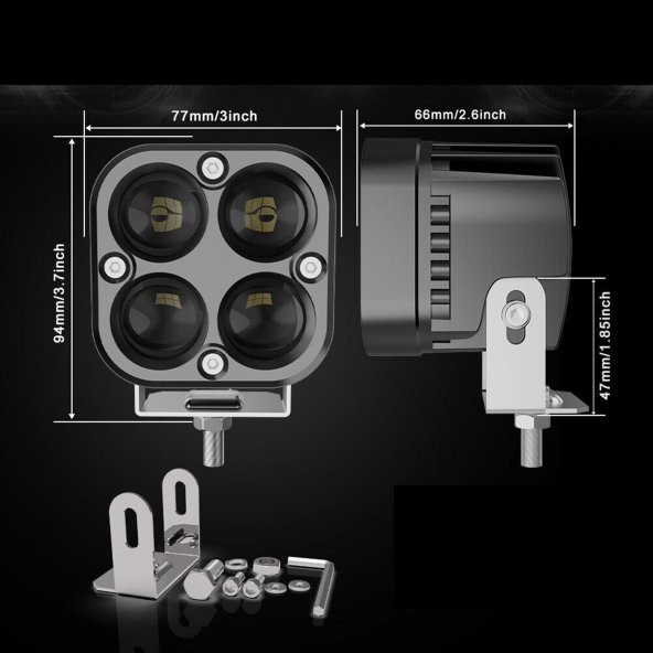 Off Road 3 inç Beyaz ışık Kare Spot Çalışma Ve Sis Lambası 1 ADET - 5