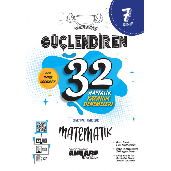 Ankara Yayıncılık 7. sınıf Güçlendiren 32 Haftalık Matematik Kazanım Denemeleri