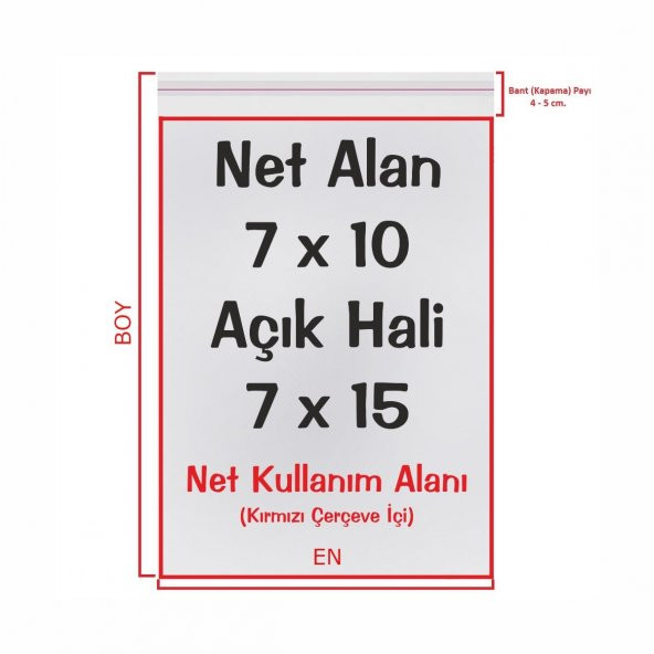 7x10+5 cm. (7x15) 250 Adet - Şeffaf Bantlı Yapışkanlı OPP Jelatin Poşet