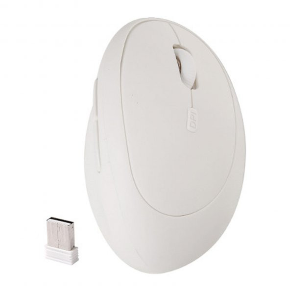 Valkyrie Y08 Dikey Kablosuz 2.4G Sessiz Şarjlı 6 Tuşlu Vertical Mouse 1600DPI 400mAh Beyaz - 2