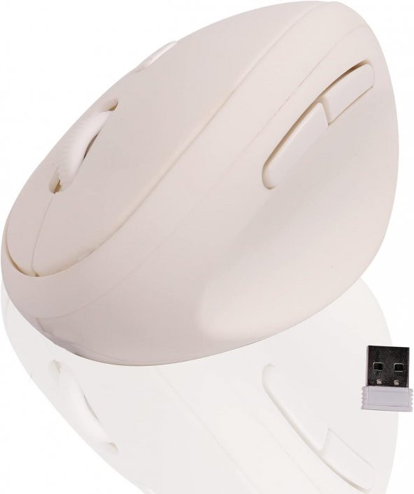 Valkyrie Y08 Dikey Kablosuz 2.4G Sessiz Şarjlı 6 Tuşlu Vertical Mouse 1600DPI 400mAh Beyaz - 7