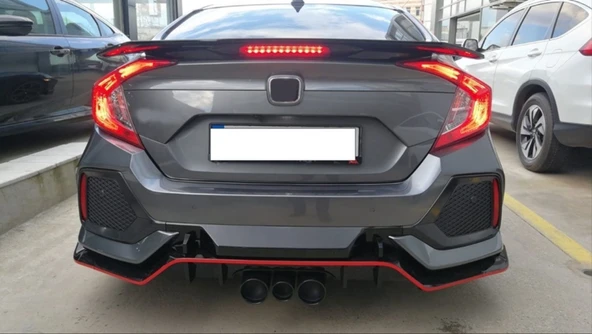 AUTOGP Honda civic fc5 uyumlu turbo spoiler si ışıklı boyasız 2016+ ürün görseli 1