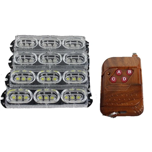 Space Space Çakar Lamba Uzaktan Kumandalı 4lü 9x4 Led Beyaz-Beyaz/Kırmızı-Mavi / LAPA519