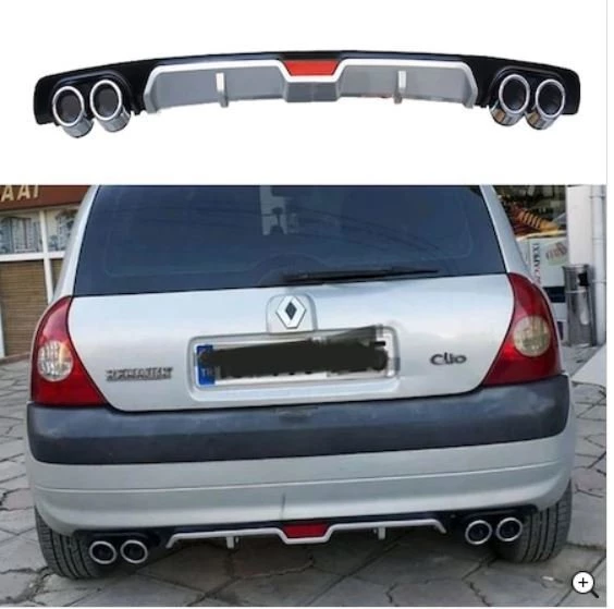 AUTOGP Renault clio 2 arka tampon difüzörü gri 4 çıkış plastik