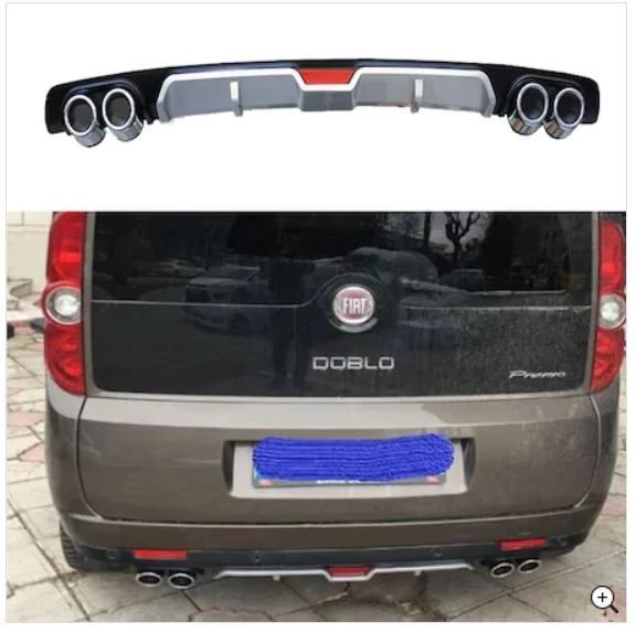 AUTOGP Fiat doblo 2 arka tampon difüzörü gri 4 çıkış plastik