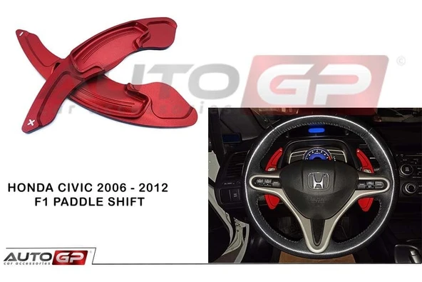AUTOGP Honda civic fd6 uyumlu typer fn2 direksiyon f1 vites kulakçık paddle shift kırmızı 2006 / 2012