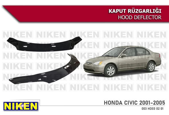 NİKEN Honda civic için uygundur kaput rüzgarlığı koruyucu 2001 / 2005