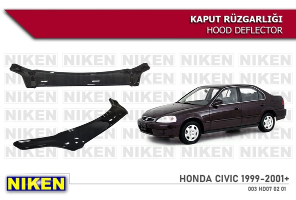 NİKEN Honda civic uyumlu kaput rüzgarlığı koruyucu 1999 / 2001