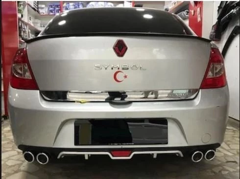 AUTOGP Renault clio symbol arka tampon difüzörü gri 4 çıkış plastik