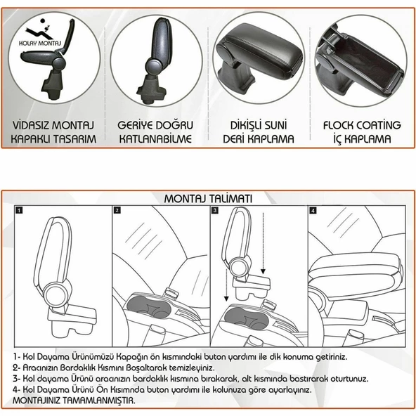 NİKEN Dacia duster kol dayama kolçak vidasız orta konsol niken 2018+ - 4