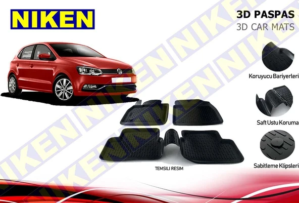 NİKEN Vw polo 6r 3d havuzlu paspas 2009+ niken