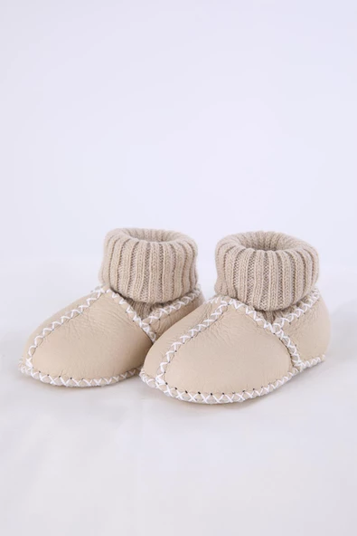 Babyhola Kız Erkek Bebek %100 Deri Patik Panduf Yenidoğan İlk Adım Ayakkabı Kutulu Hediyelik 8000C200 - 4