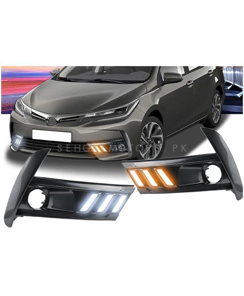 Space Toyota corolla sis lambası çerçevesi gündüz drl ledi sarı beyaz 2016 - 2017 - 2018 - 3
