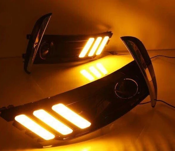 Space Toyota corolla sis lambası çerçevesi gündüz drl ledi sarı beyaz 2016 - 2017 - 2018 - 4