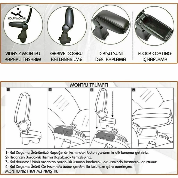 NİKEN Fiat linea kol dayama kolçak vidasız orta konsol niken - 4