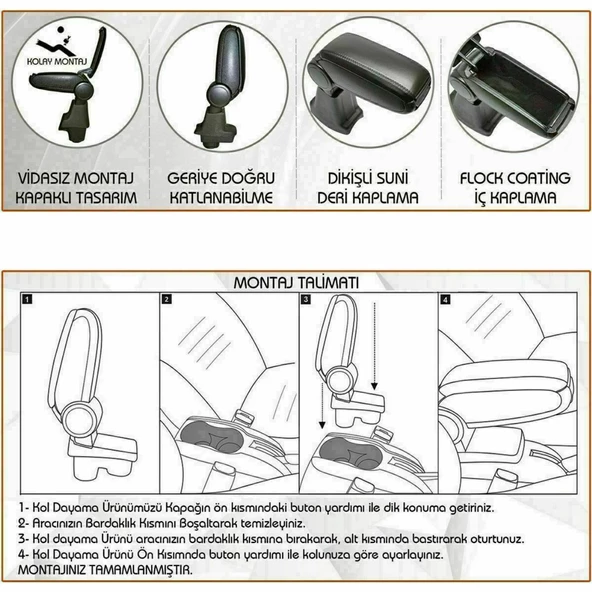 NİKEN Opel corsa d kol dayama kolçak vidasız orta konsol niken - 4