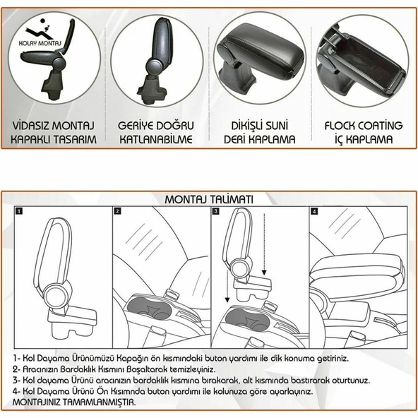 NİKEN Ford focus 2 kol dayama kolçak vidasız orta konsol niken 2005 / 2011 - 4