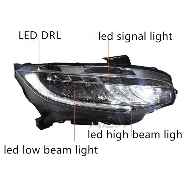 AUTOGP Honda civic fc5 uyumlu ön far lambası ledli executive model led kayar sinyalli 2016+ - 2