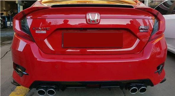 AUTOGP Honda civic fc5 uyumlu arka tampon difüzörü 4 çıkış egzoz parlak siyah - 1