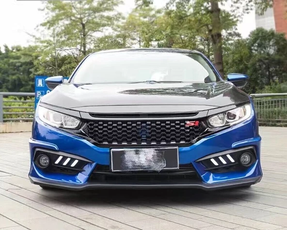 AUTOGP Honda civic fc5 uyumlu ön panjur ve far kaşları siyah si model 2016+ - 3