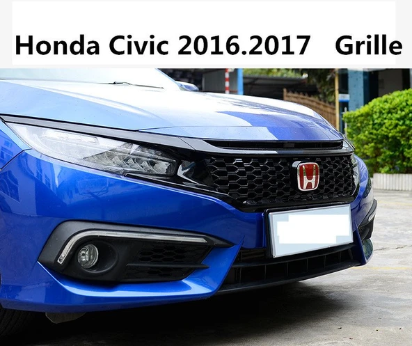AUTOGP Honda civic fc5 uyumlu ön panjur ve far kaşları siyah si model 2016+ - 2