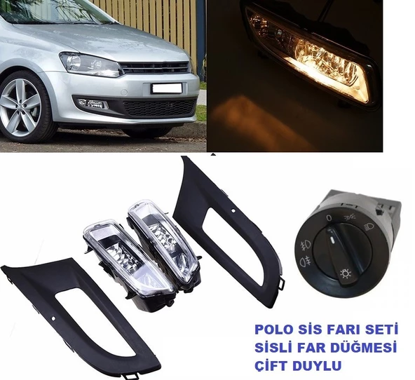 Space Vw polo 6r sis lambası farı ve far sis anahtarı çift duylu çerçeveli 2009 / 2014