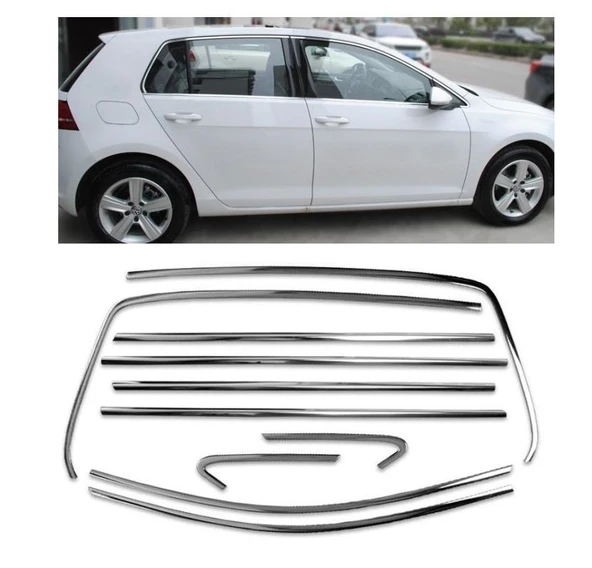 AUTOGP Vw golf 7 7,5 cam çerçevesi kenar çıtası krom tamtur 12 parça